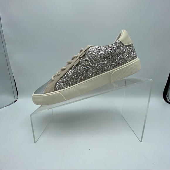 NWT. Zara Girls Silver/Tan Glitter Sneakers. Size 6. - Picture 5 of 10